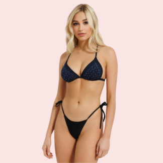 Starlight Embellished Halter Triangle Bikini Topa (Top Only)