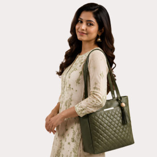 Olive Grace Quilted Tote Bag